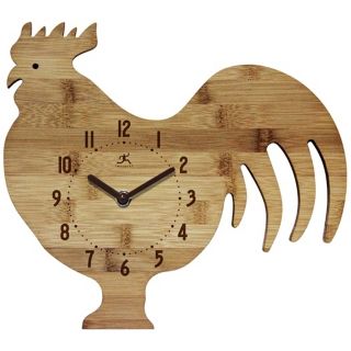 Roost and Serve Rooster Bamboo Kitchen Wall Clock   #Y6260