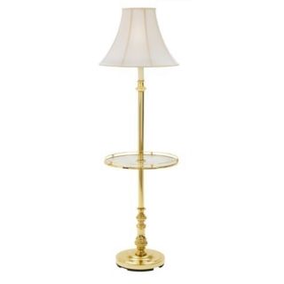 Polished Brass Fabric Shade Floor Lamp   #13372