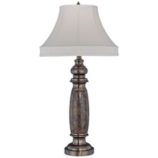 Holbrook Marble with Off White Shade Lite Source Table Lamp   #U8347
