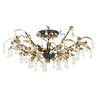 Black Gold and Crystal 18" Wide Ceiling Light   #43202