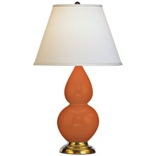 Robert Abbey 22 3/4" Pumpkin Orange Ceramic and Brass Lamp   #G6612