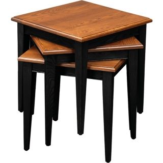 Favorite Finds Set of Oak and Black Stacking Tables   #K3045