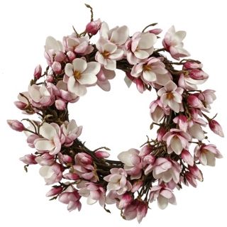 Jane Seymour 24" Fuchsia Faux Japanese Magnolia Wreath   #V5924