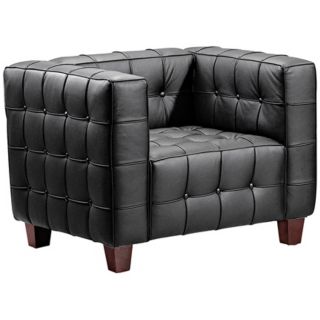 Zuo Button Collection Black Leather Armchair   #36212