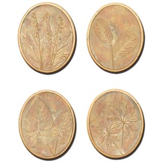 Flower and Fern Set of 4 Decorative Wall Art Medallions   #M0488