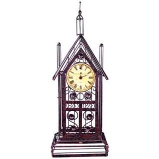 Bronze Wire 23" High House with Clock   #J3138