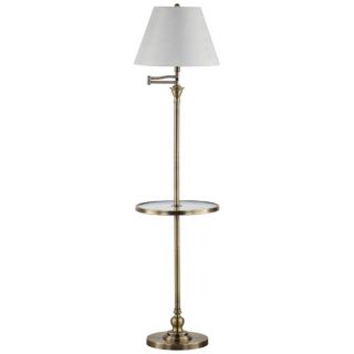 Arbor Hill Antique Brass Swing Arm Tray Table Floor Lamp   #V9029