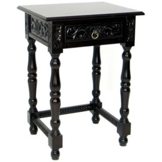 Dark Brown Finish Single Drawer Traditional End Table   #H5500