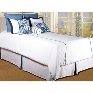 9 Piece White and Blue Filled Queen Bedding Set   #W2137