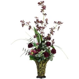 Orchid Faux Flower Arrangement in Vine Vase   #M3501