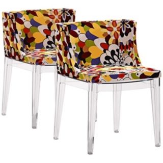 Set of 2 Zuo Pizzaro Multi Color Floral Dining Chairs   #V7545