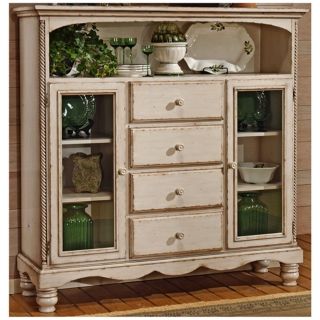 Hillsdale Wilshire Antique White 4 Drawer Bakers Cabinet   #T5544