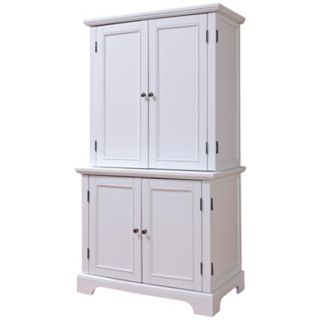 Naples White Computer Desk Office Cabinet with Hutch   #W3320