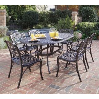 Biscayne Rust 7 Piece Outdoor Table and Arm Chairs Set   #T1302
