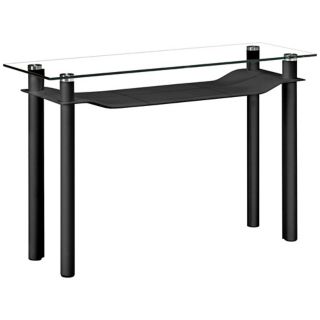 Zuo Tier Black Leatherette and Glass Console Table   #V8389