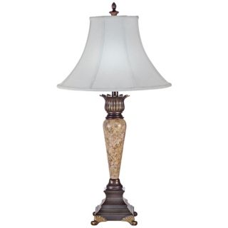 Fossil Marble Bronze Finish Traditional Table Lamp   #J6551