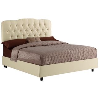 Tufted Headboard Parchment Shantung Bed (Cal King)   #P2955