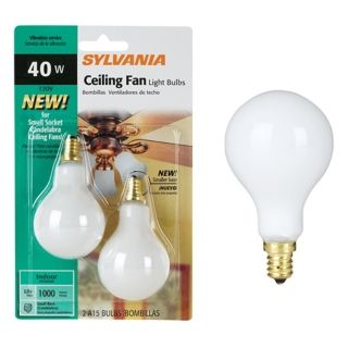 White 2 Pack 40 Watt A15 Candle Base Fan Light Bulbs   #34898