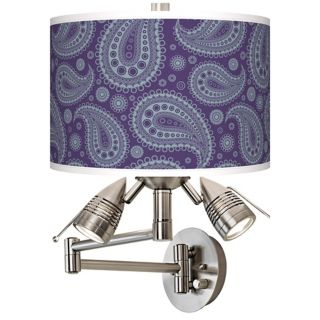 Purple Paisley Giclee Side Lights Plug In Swing Arm Wall Light   #80379 T8198