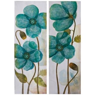 Uttermost Set of 2 Aqua Shock II, III Floral Wall Art   #V3986