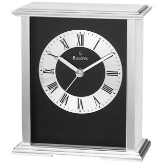 Baron Brushed Aluminum 6 1/4" High Bulova Mantel Clock   #V1951