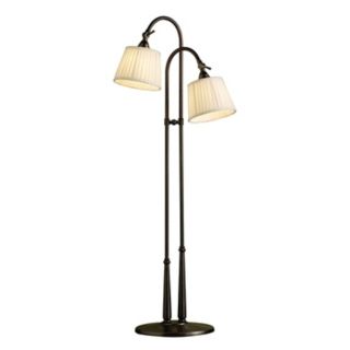 Two Light Adjustable Bronze Pleated Shade Floor Lamp   #42682