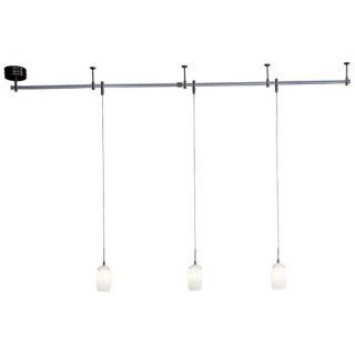 Etched Opal Glass Brushed Nickel 3 Light Pendant Rail Kit   #24091