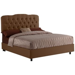 Tufted King Bed in Shantung Chocolate   #P2658