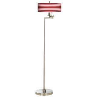 Red Horizontal Stripe Energy Efficient Swing Arm Floor Lamp   #13024 J9145
