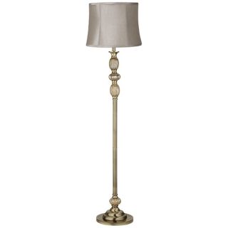 Taupe Grey Satin Brass Mercury Glass Floor Lamp   #X7360 97184