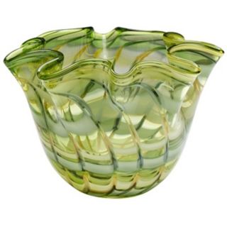 Small Francisco Green and Yellow Glass Bowl   #V1510