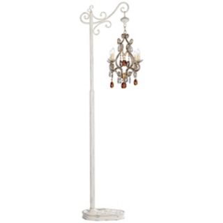 Leila Amber and Clear Glass Floor Stand Chandelier   #64835 76489