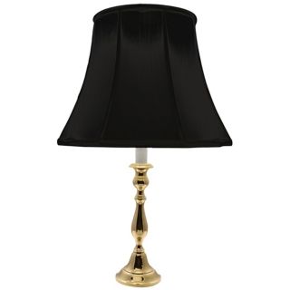 Polished Brass Black Shade Candlestick 27" High Table Lamp   #J8949