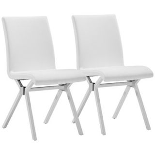 Set of 2 Zuo Modern Xert White Upholstered Dining Chairs   #V7602