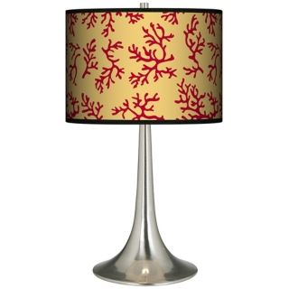 Crimson Coral Giclee Trumpet Table Lamp   #R1676 R7137