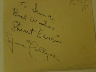 June Collyer (d. 1968) Stuart Erwin (d. 1967) Jimmy Starr Signed cut