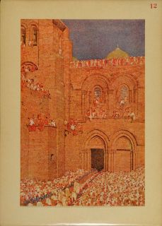 1914 Print Jules Guerin Church Holy Sepulchre Jerusalem Original