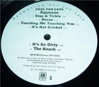 SQUEEZE, Cool for Cats white label promotional LP (A&M Records, SP