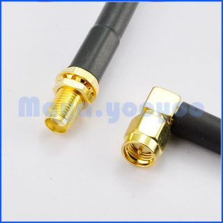 Angle Male Plug to SMA Female Jack with Nut LMR195 Jumper Cable