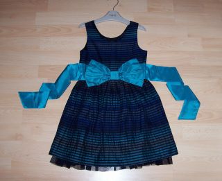 Girls Star by Julien MacDonald Teal Black Netted Party Dress Age 6