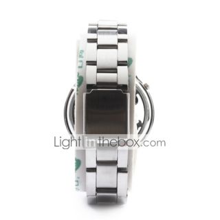 Stainless steel round shape quartz watch with black ghost skeleton