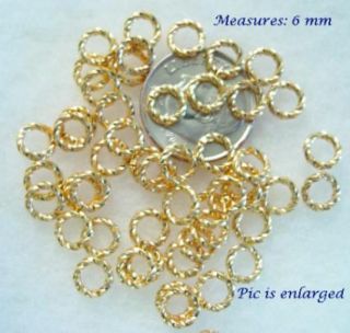 100 Stunning Fancy Gold Jump Ring Beads 6mm