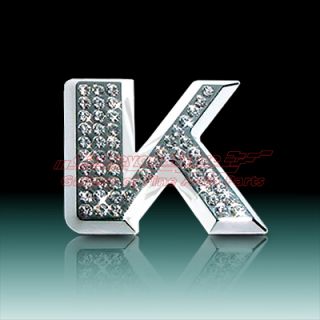 Crystal Letter K Chrome 3D Car Emblem, Free Shipping, High Quality