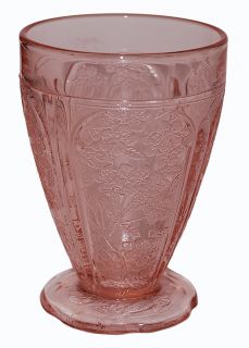 Vintage Jeannette Pink Cherry Blossom Footed SB Ice Tea