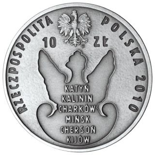 Silver Polish 2010 Coin 70th Anniversary of Katyn Crime