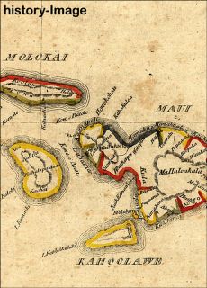 1837 Early Map Hawaii NA Mokupuni O Hawaii NE