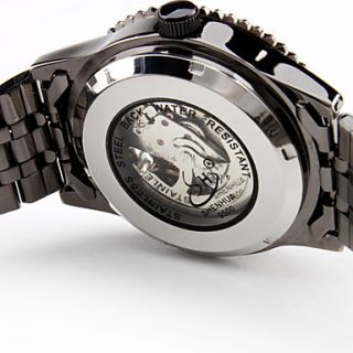 Automatische Analog Herren Armbanduhr mit Stahl Armband (schwarz