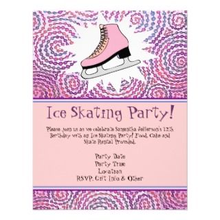 Pink Personalized Ice Skating Party Invitation