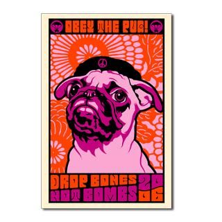 pug peace postcards package of 8