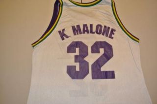 Vintage Karl Malone Utah Jazz White Jersey Size 46